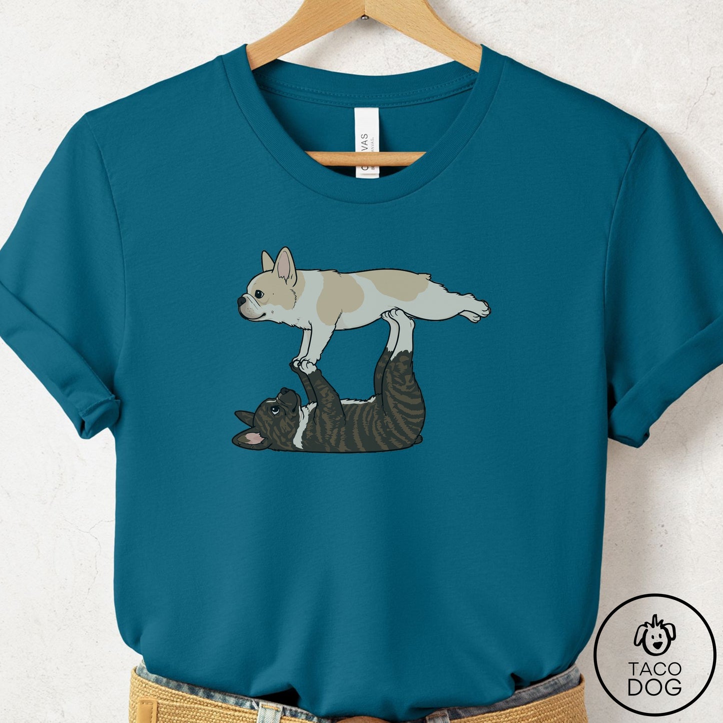 French Bulldog Frenchie Flying Feet T-Shirt Deep Teal Taco-Dog
