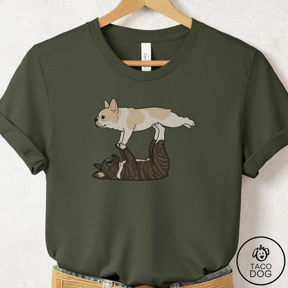 French Bulldog Frenchie Flying Feet T-Shirt Military Green Taco-Dog
