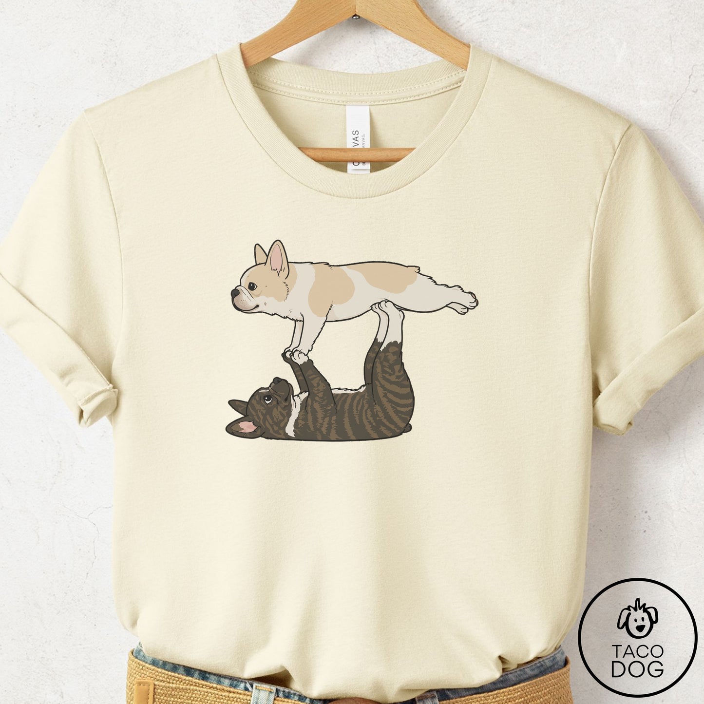 French Bulldog Frenchie Flying Feet T-Shirt Natural Taco-Dog