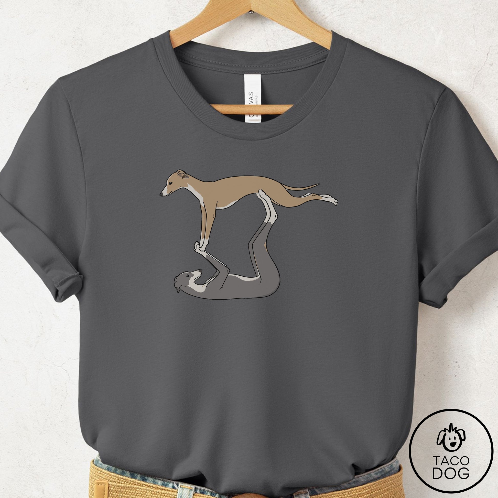 Italian Greyhound Whippet Flying Feet T-Shirt Asphalt Taco-Dog