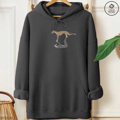 Italian Greyhound Whippet Flying Feet Hoodie Charcoal Taco-Dog