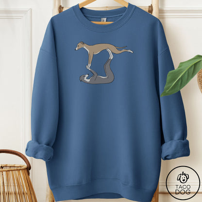 Italian Greyhound Whippet Flying Feet Sweatshirt Indigo Blue Taco-Dog
