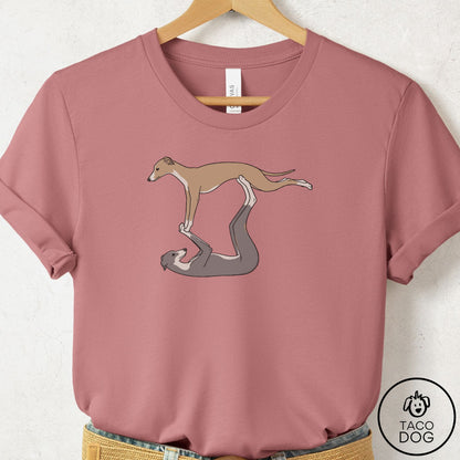 Italian Greyhound Whippet Flying Feet T-Shirt Mauve Taco-Dog