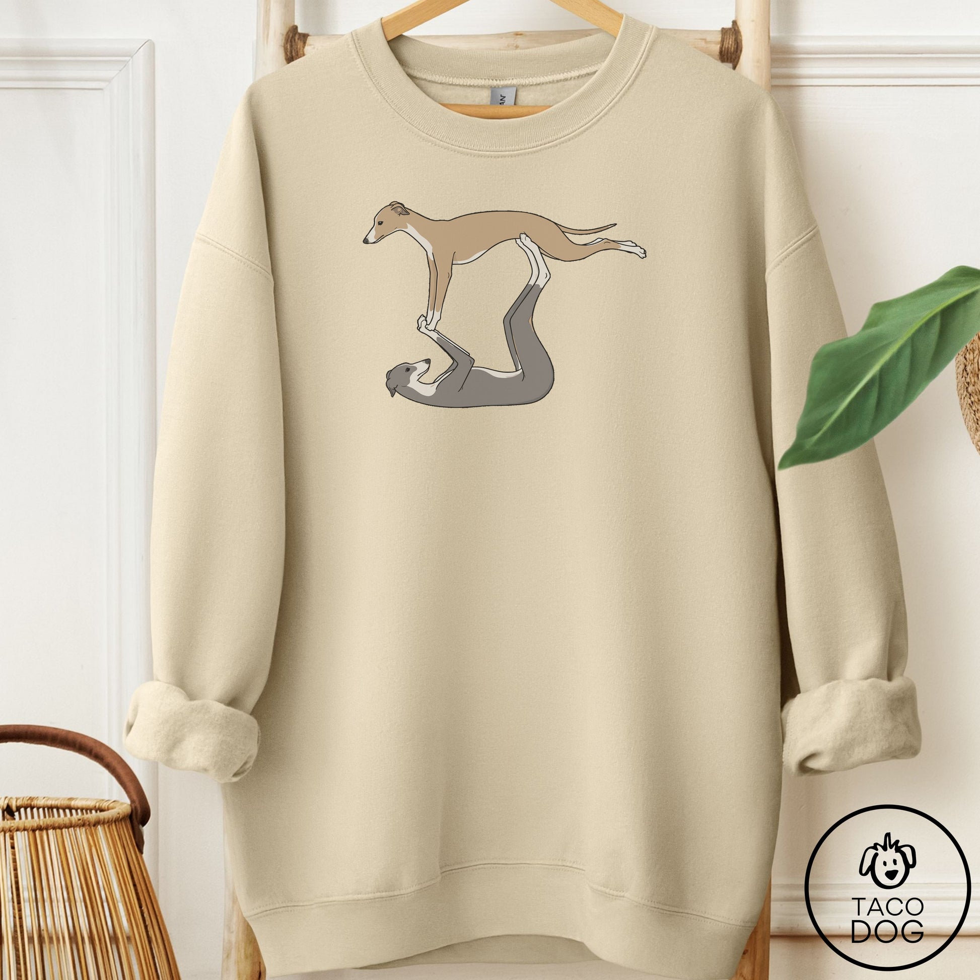 Italian Greyhound Whippet Flying Feet Sweatshirt Sand Taco-Dog