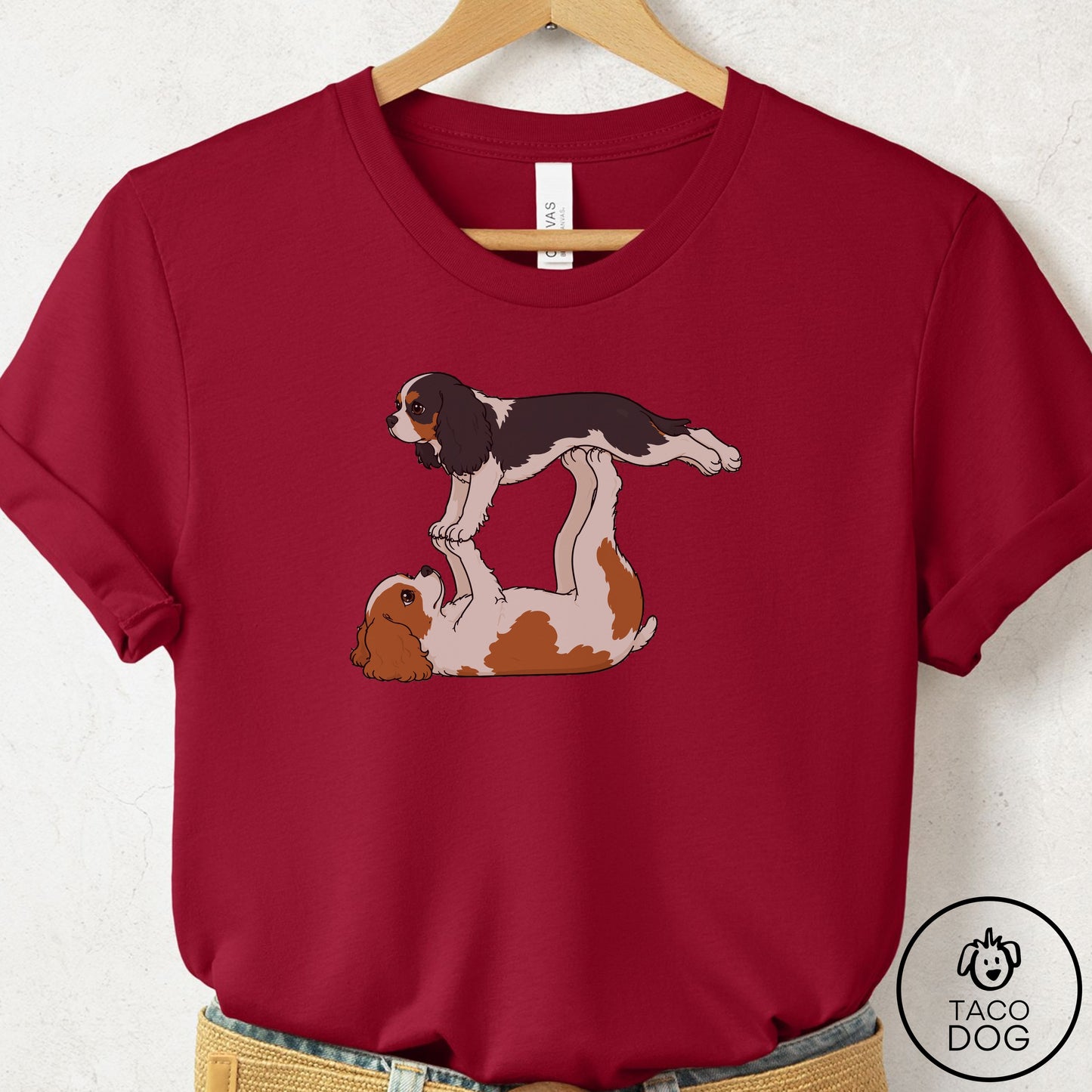 Cavalier King Charles Spaniel Flying Feet T-Shirt Cardinal Taco-Dog