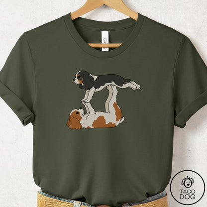 Cavalier King Charles Spaniel Flying Feet T-Shirt Military Green Taco-Dog