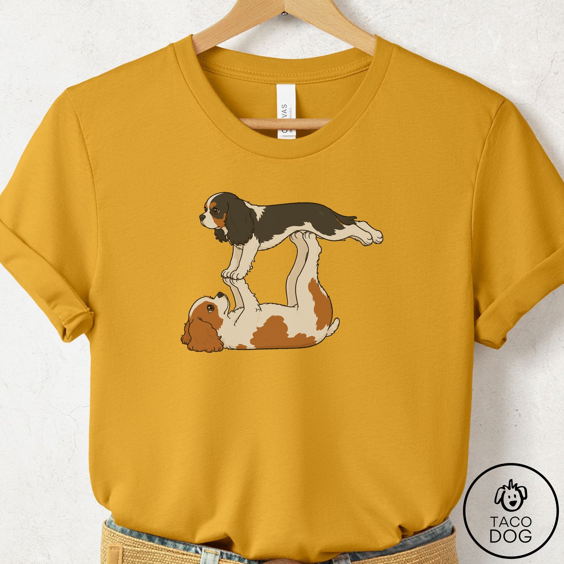 Cavalier King Charles Spaniel Flying Feet T-Shirt Mustard Taco-Dog