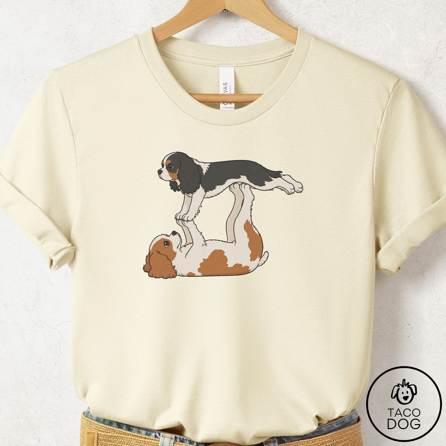 Cavalier King Charles Spaniel Flying Feet T-Shirt Natural Taco-Dog