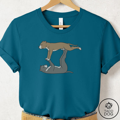 Pitbull Flying Feet T-Shirt Deep Teal Taco-Dog
