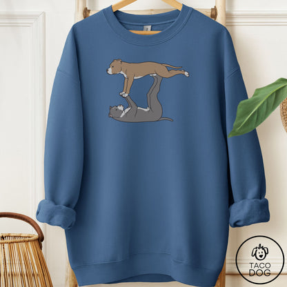 Pitbull Flying Feet Sweatshirt Indigo Blue Taco-Dog