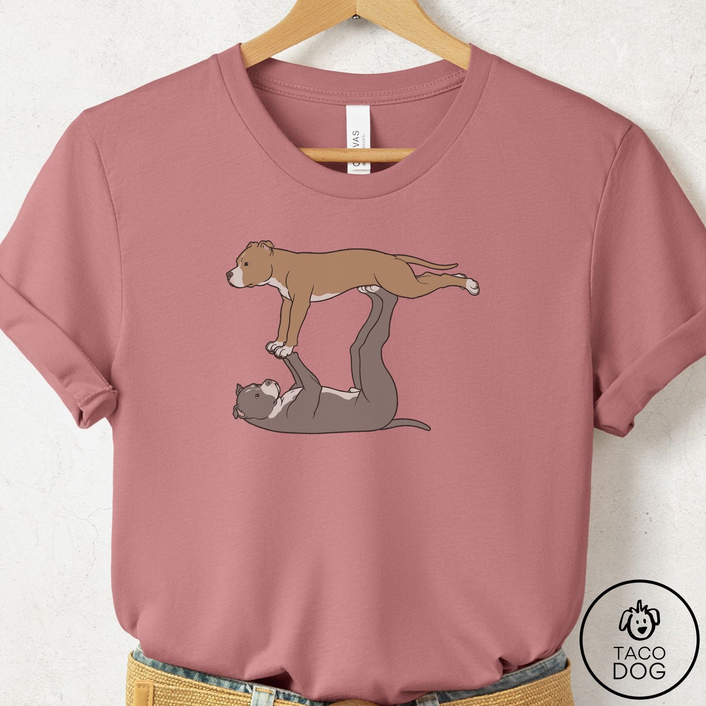 Pitbull Flying Feet T-Shirt Mauve Taco-Dog