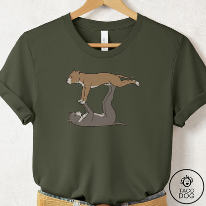 Pitbull Flying Feet T-Shirt Military Green Taco-Dog