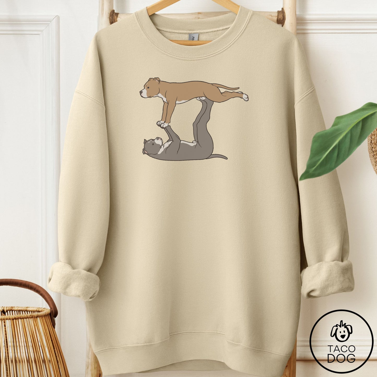 Pitbull Flying Feet Sweatshirt Sand Taco-Dog