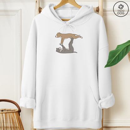 Pitbull Flying Feet Hoodie White Taco-Dog