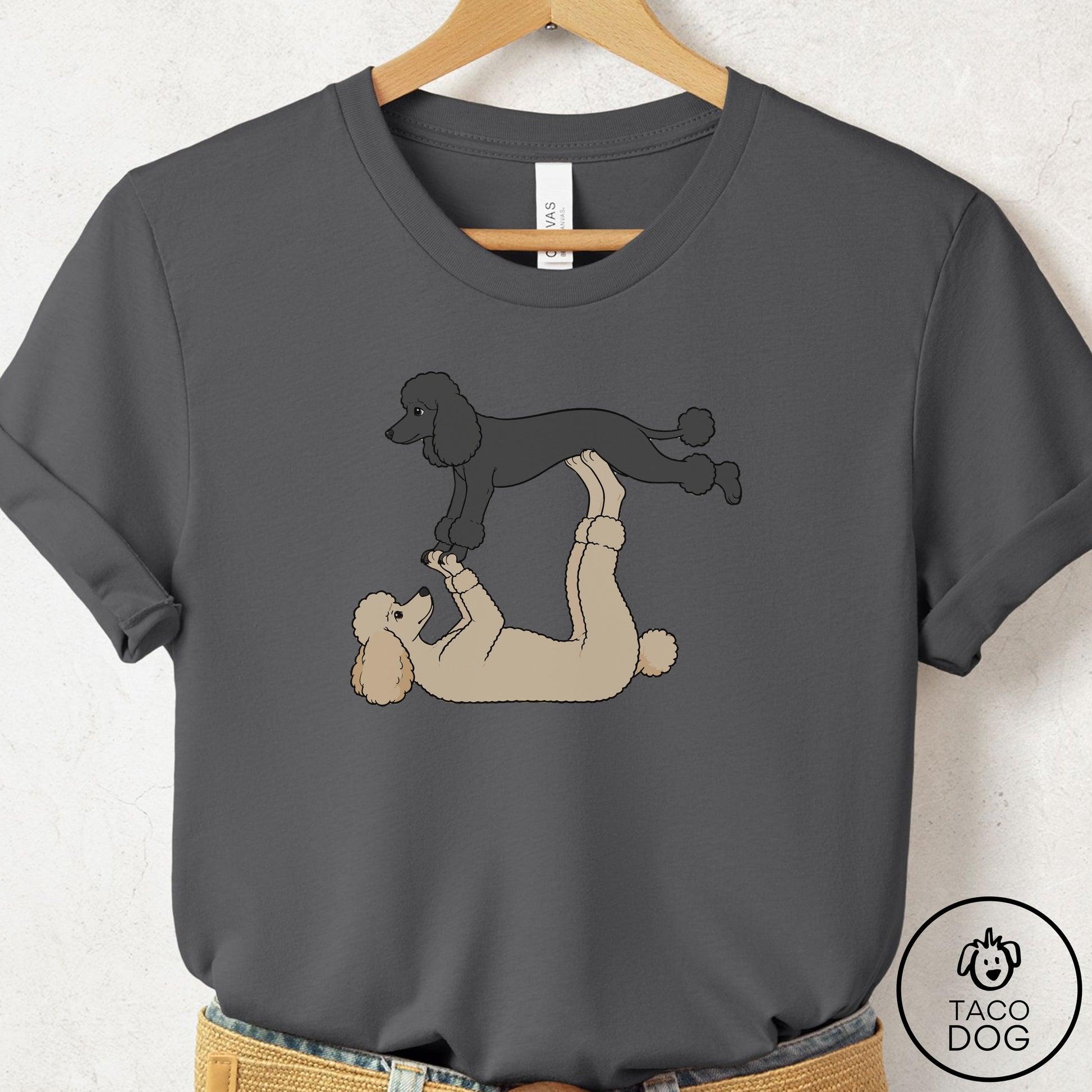 Poodle Flying Feet T-Shirt Asphalt Taco-Dog