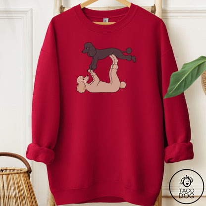 Poodle Flying Feet Sweatshirt Cardinal Red Taco-Dog