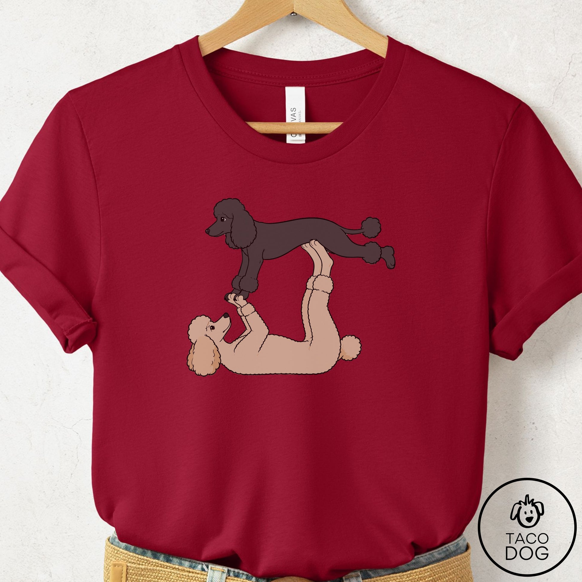 Poodle Flying Feet T-Shirt Cardinal Taco-Dog