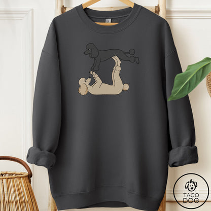 Poodle Flying Feet Sweatshirt Charcoal Taco-Dog