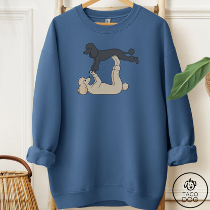 Poodle Flying Feet Sweatshirt Indigo Blue Taco-Dog
