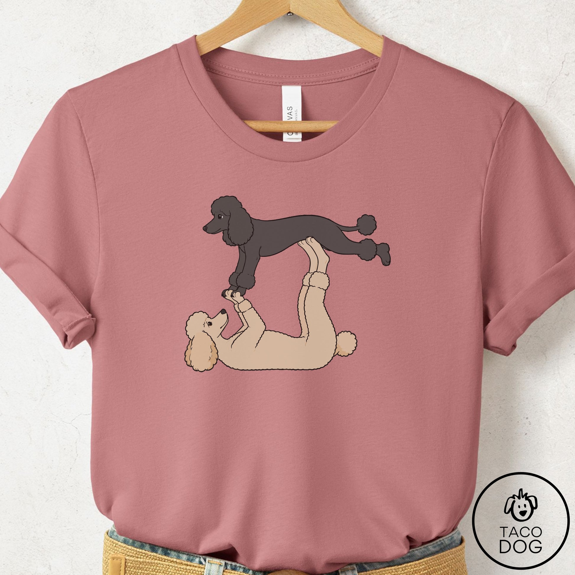 Poodle Flying Feet T-Shirt Mauve Taco-Dog