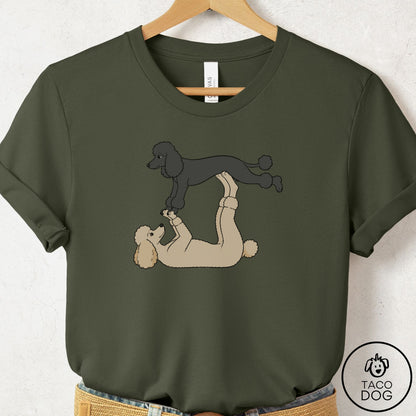Poodle Flying Feet T-Shirt Military Green Taco-Dog