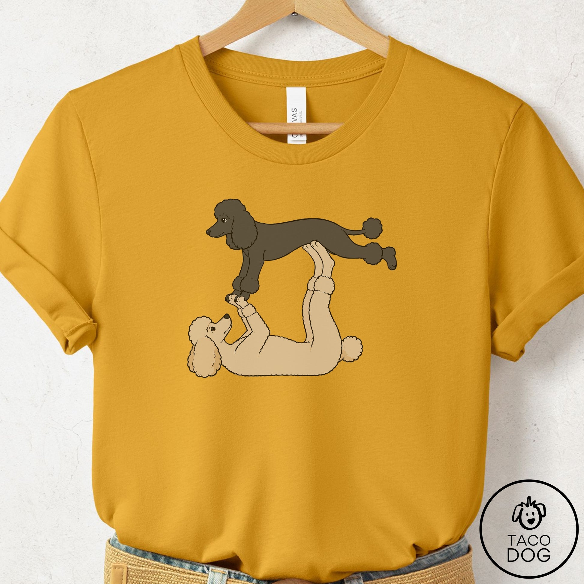 Poodle Flying Feet T-Shirt Mustard Taco-Dog