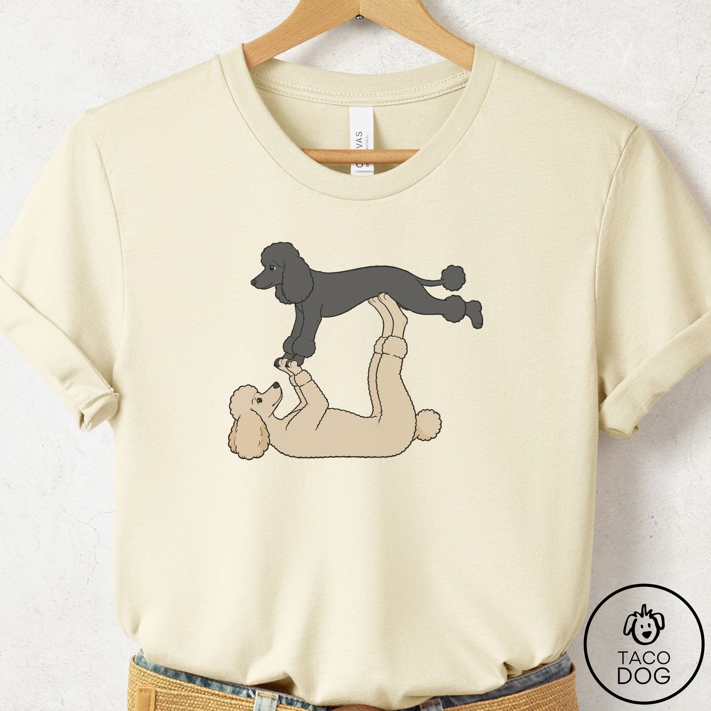 Poodle Flying Feet T-Shirt Natural Taco-Dog
