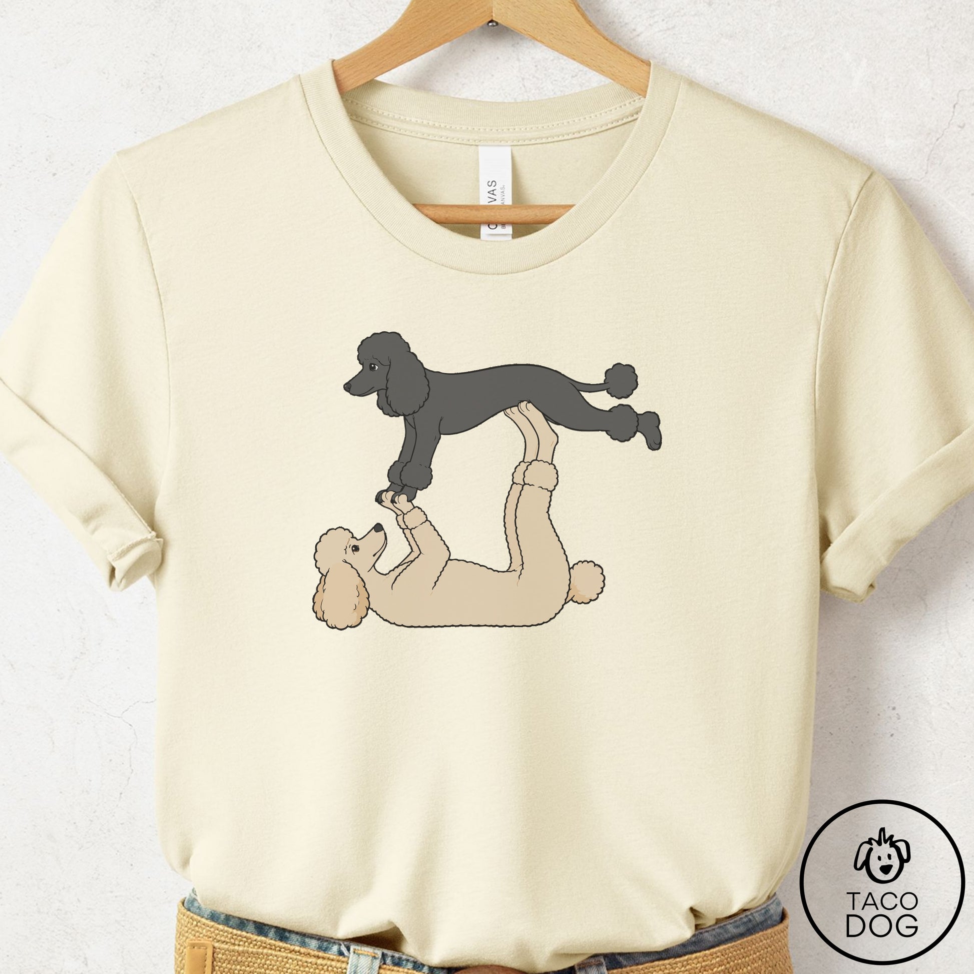 Poodle Flying Feet T-Shirt Natural Taco-Dog