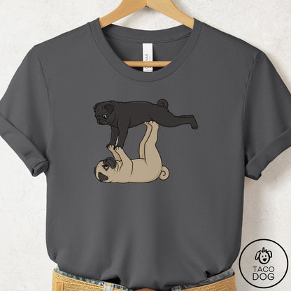 Pug Flying Feet T-Shirt Asphalt Taco-Dog
