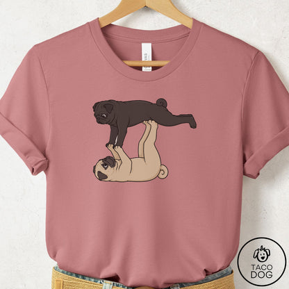 Pug Flying Feet T-Shirt Mauve Taco-Dog
