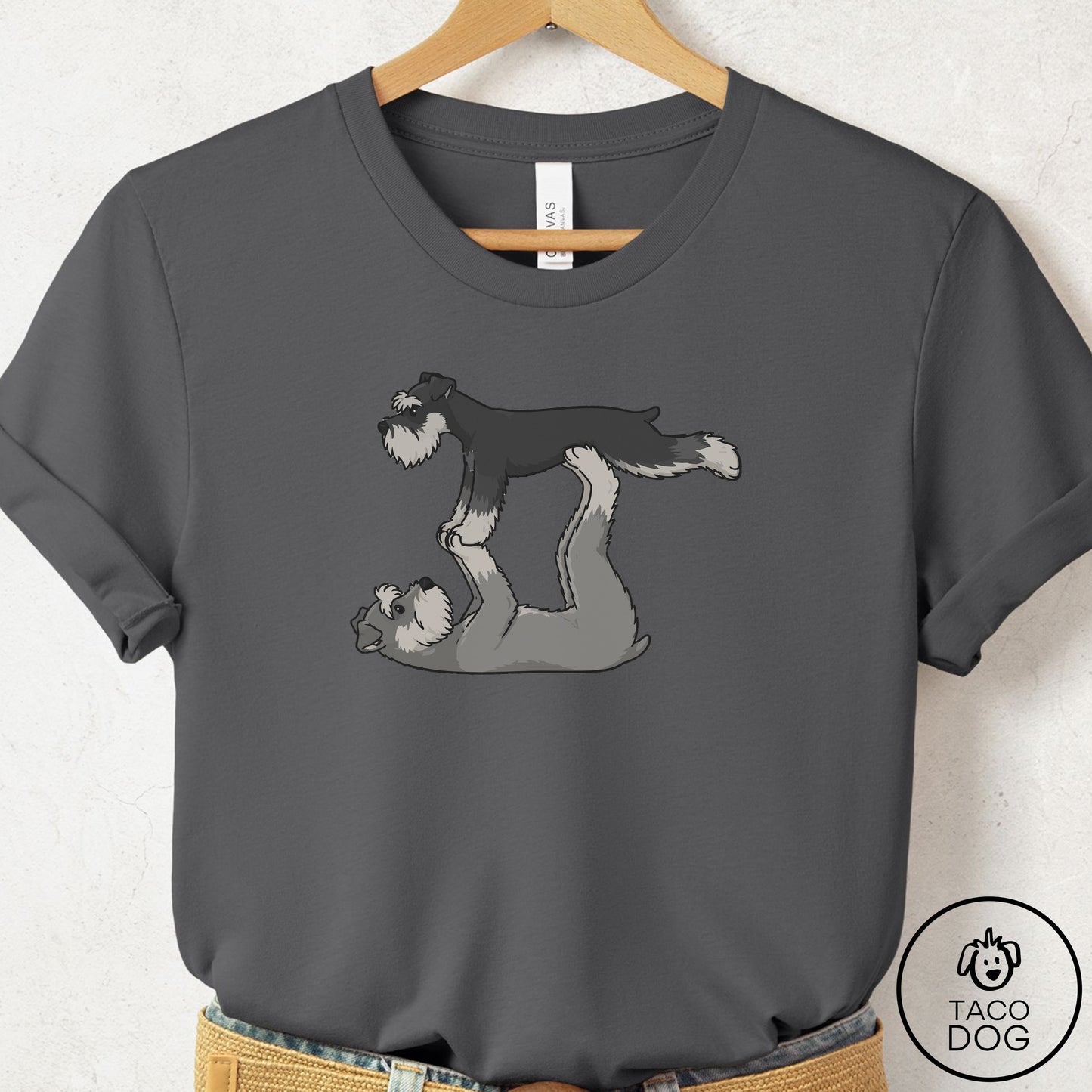 Schnauzer Flying Feet T-Shirt Asphalt Taco-Dog