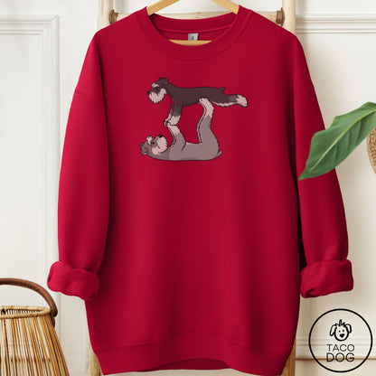 Schnauzer Flying Feet Sweatshirt Cardinal Red Taco-Dog