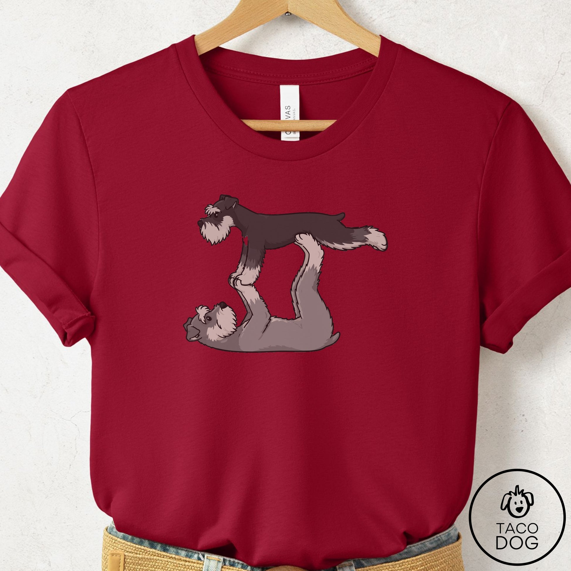 Schnauzer Flying Feet T-Shirt Cardinal Taco-Dog