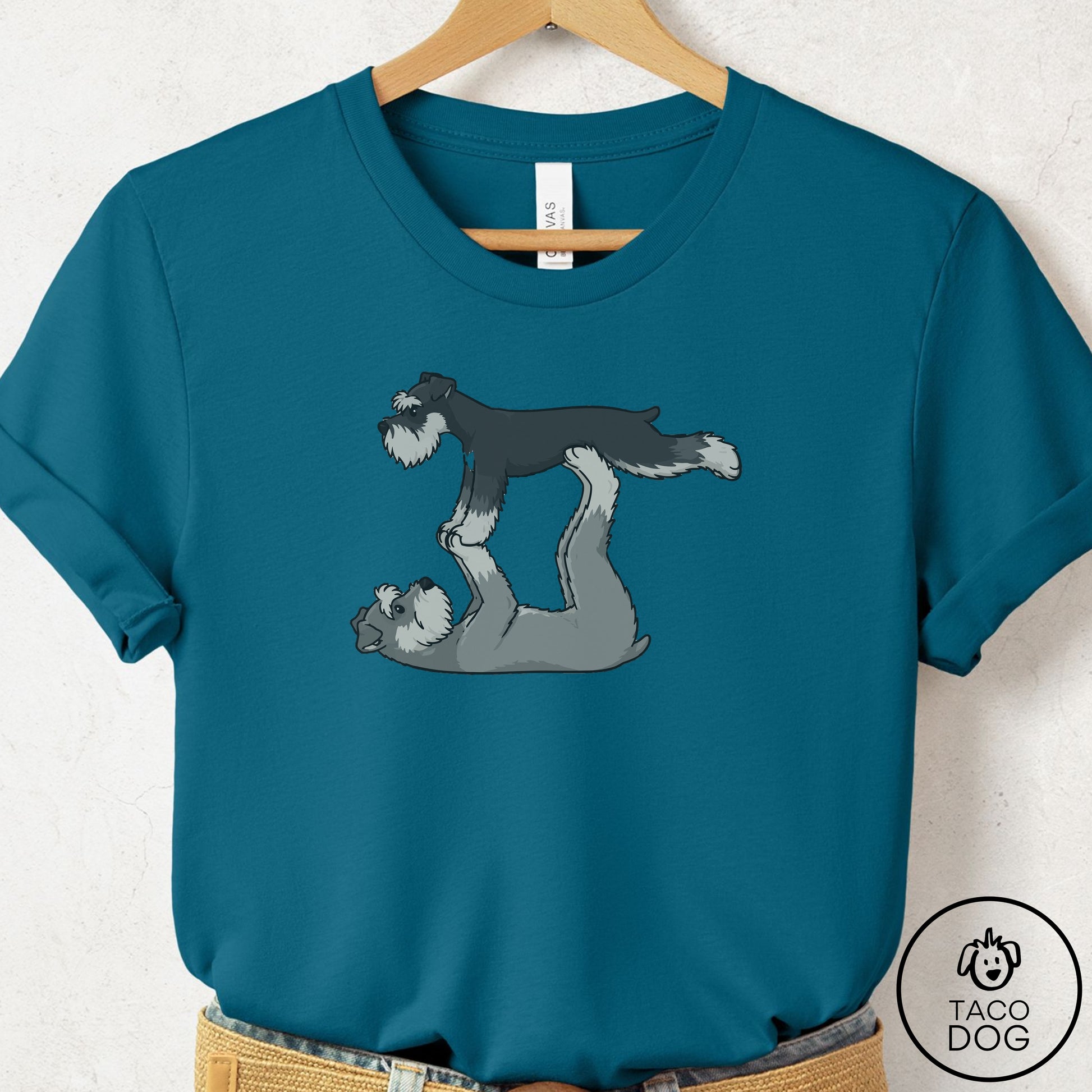 Schnauzer Flying Feet T-Shirt Deep Teal Taco-Dog
