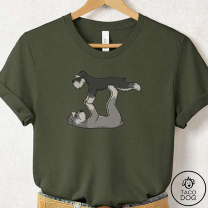 Schnauzer Flying Feet T-Shirt Military Green Taco-Dog