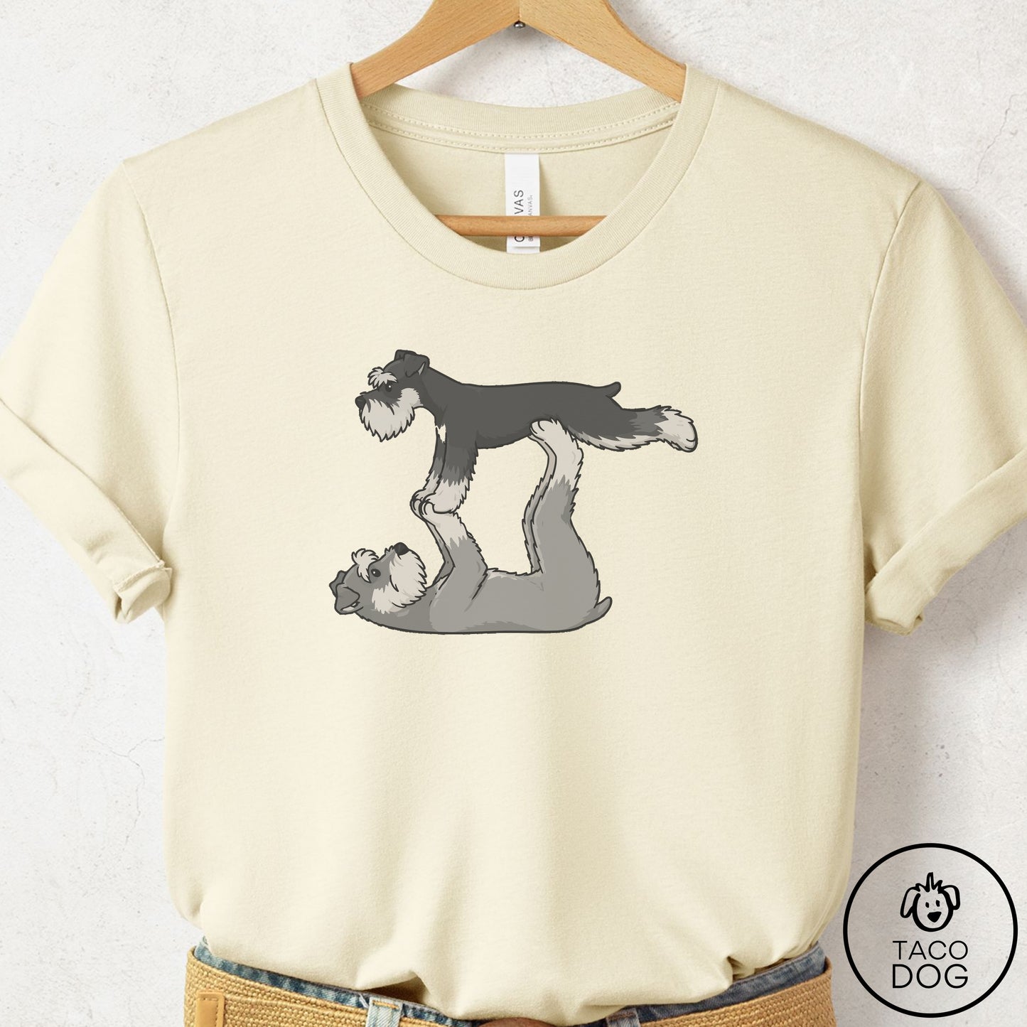 Schnauzer Flying Feet T-Shirt Natural Taco-Dog