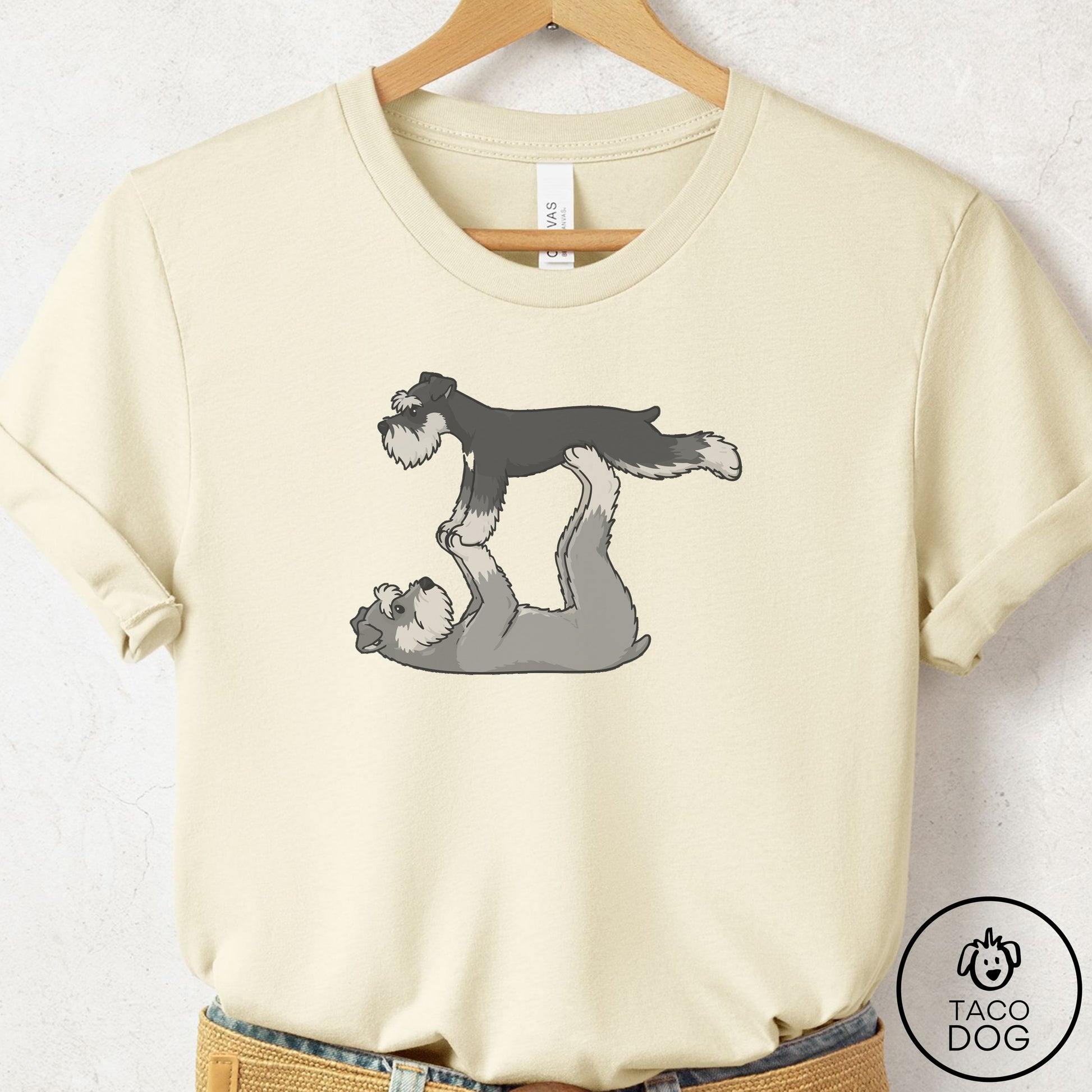Schnauzer Flying Feet T-Shirt Natural Taco-Dog