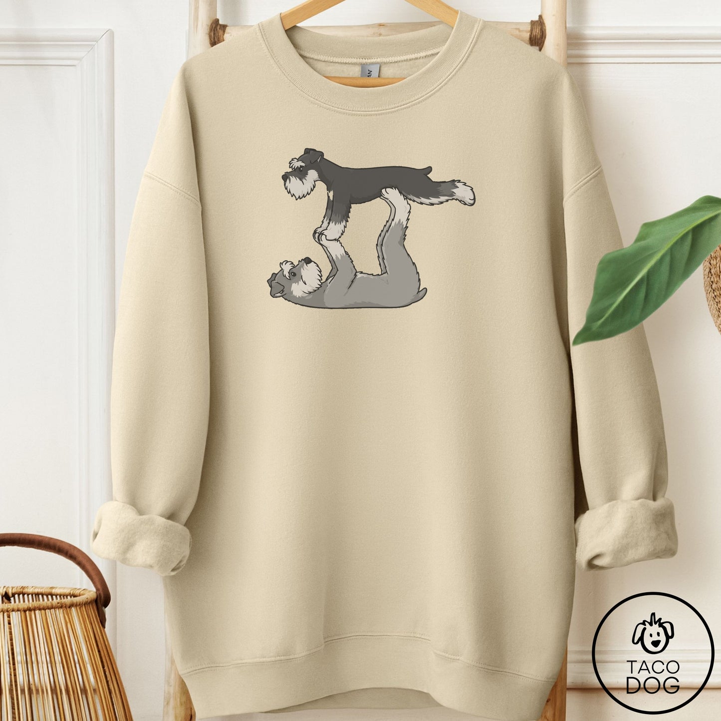 Schnauzer Flying Feet Sweatshirt Sand Taco-Dog