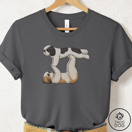 Shih Tzu Flying Feet T-Shirt Asphalt Taco-Dog