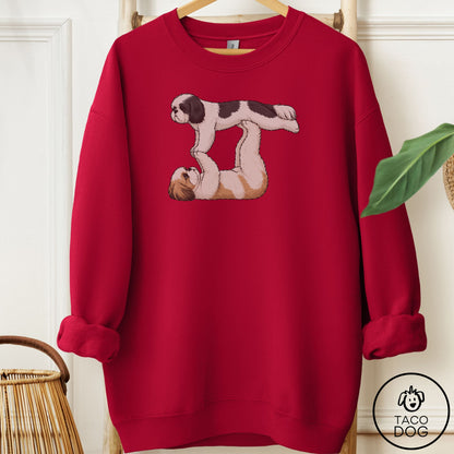 Shih Tzu Flying Feet Sweatshirt Cardinal Red Taco-Dog