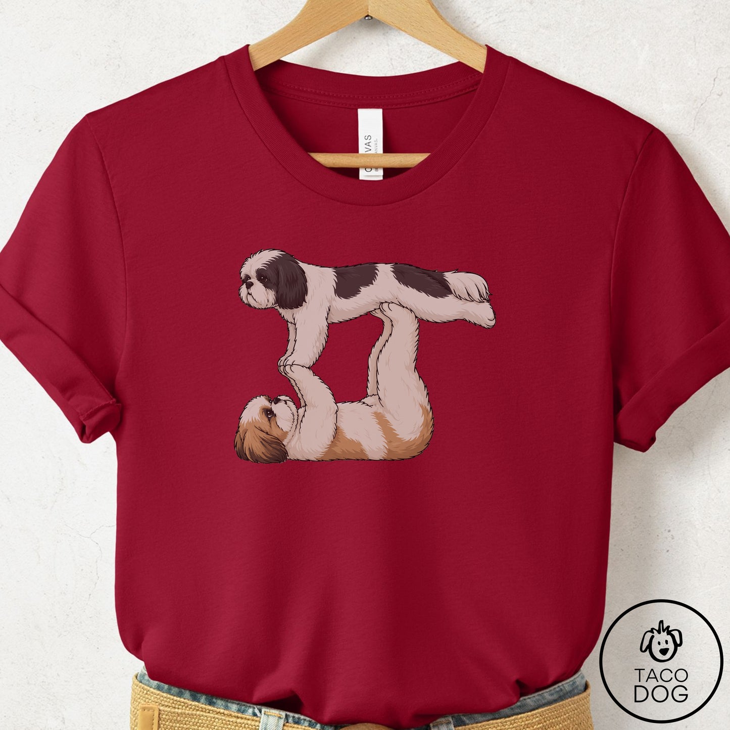 Shih Tzu Flying Feet T-Shirt Cardinal Taco-Dog