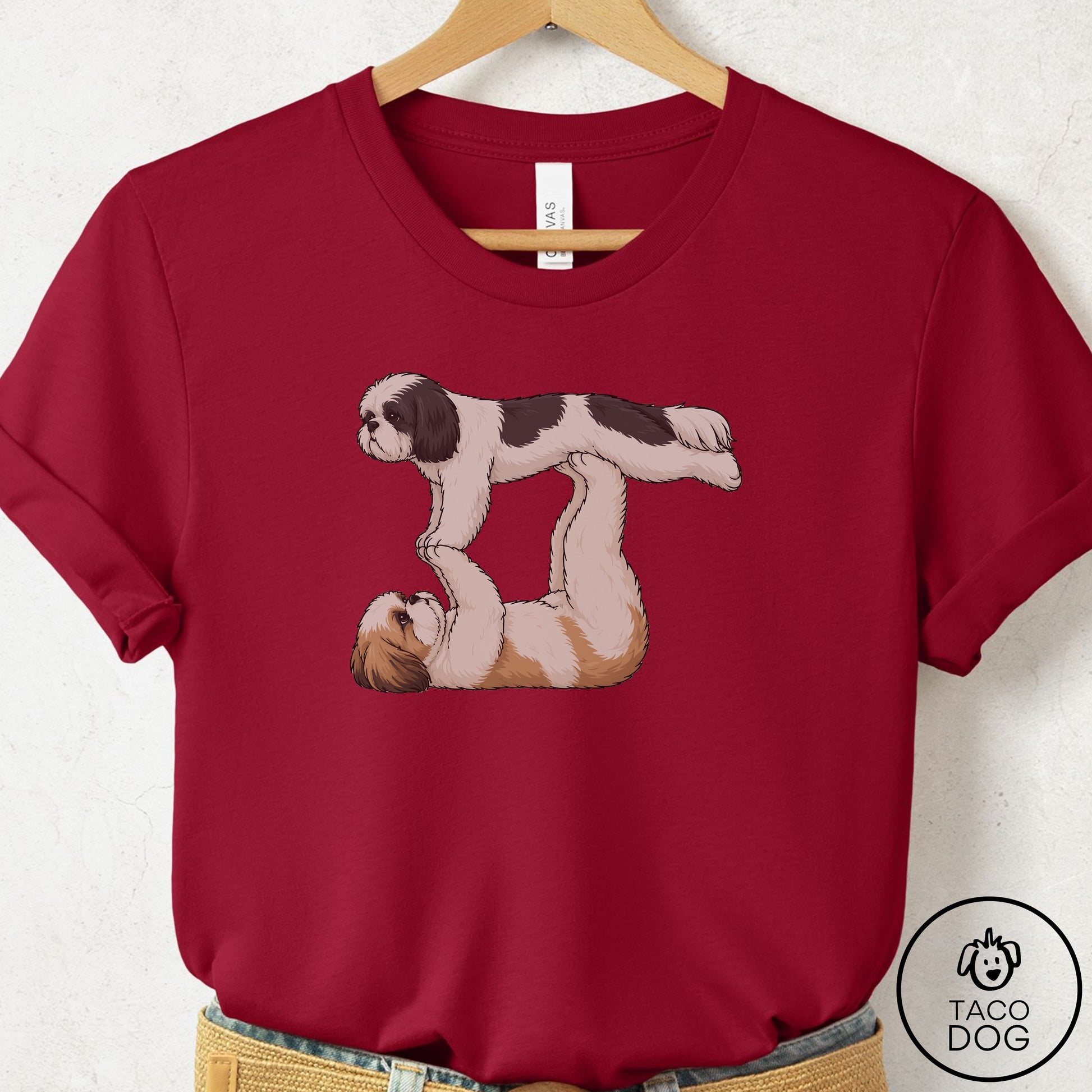 Shih Tzu Flying Feet T-Shirt Cardinal Taco-Dog