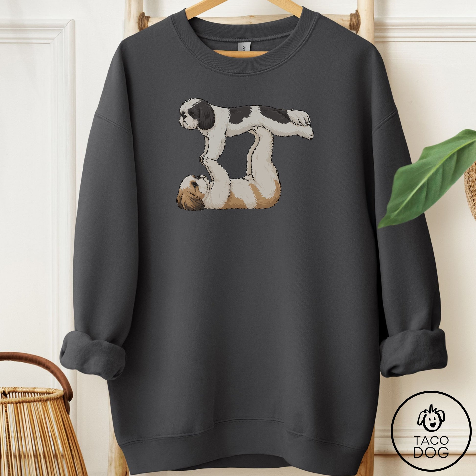 Shih Tzu Flying Feet Sweatshirt Charcoal Taco-Dog