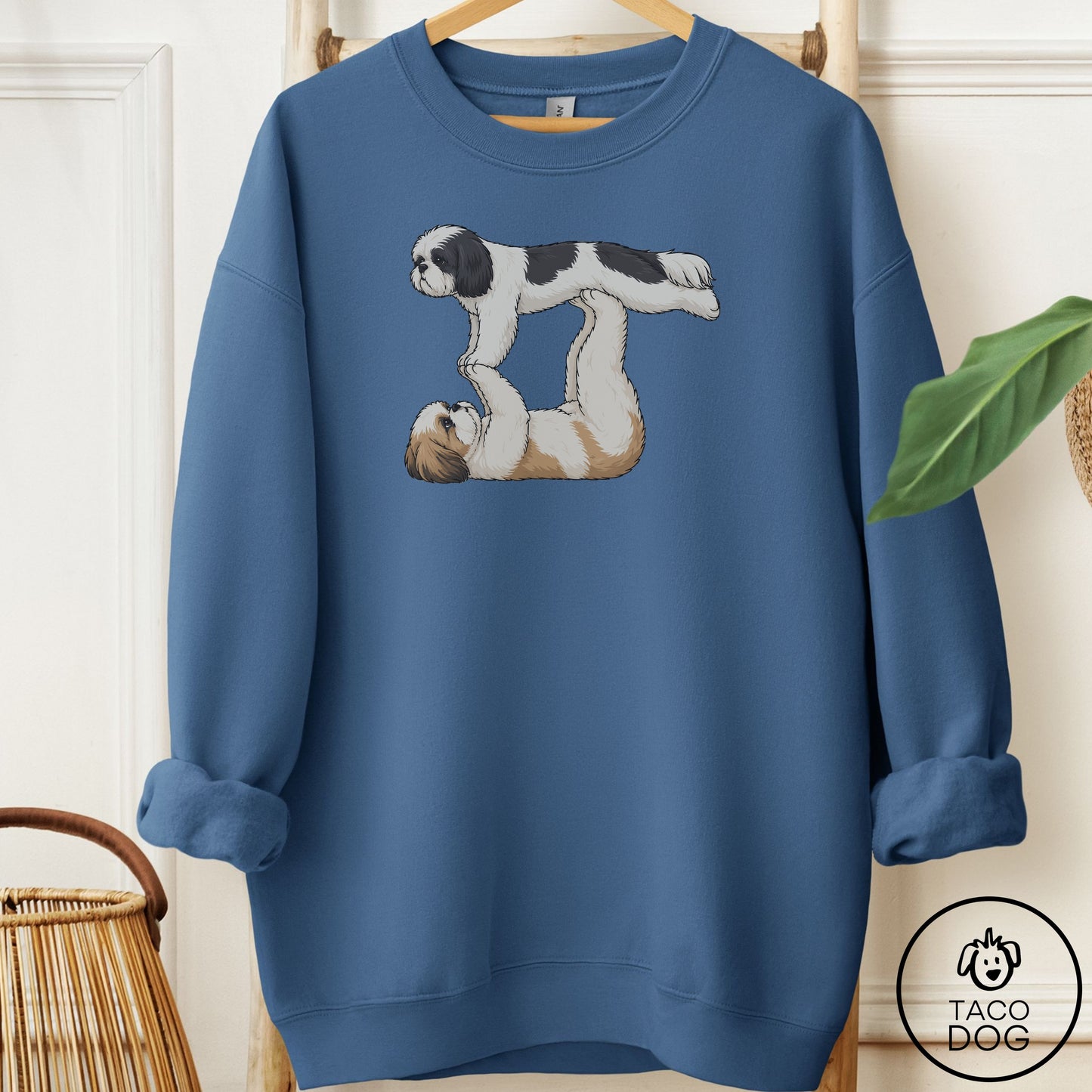Shih Tzu Flying Feet Sweatshirt Indigo Blue Taco-Dog
