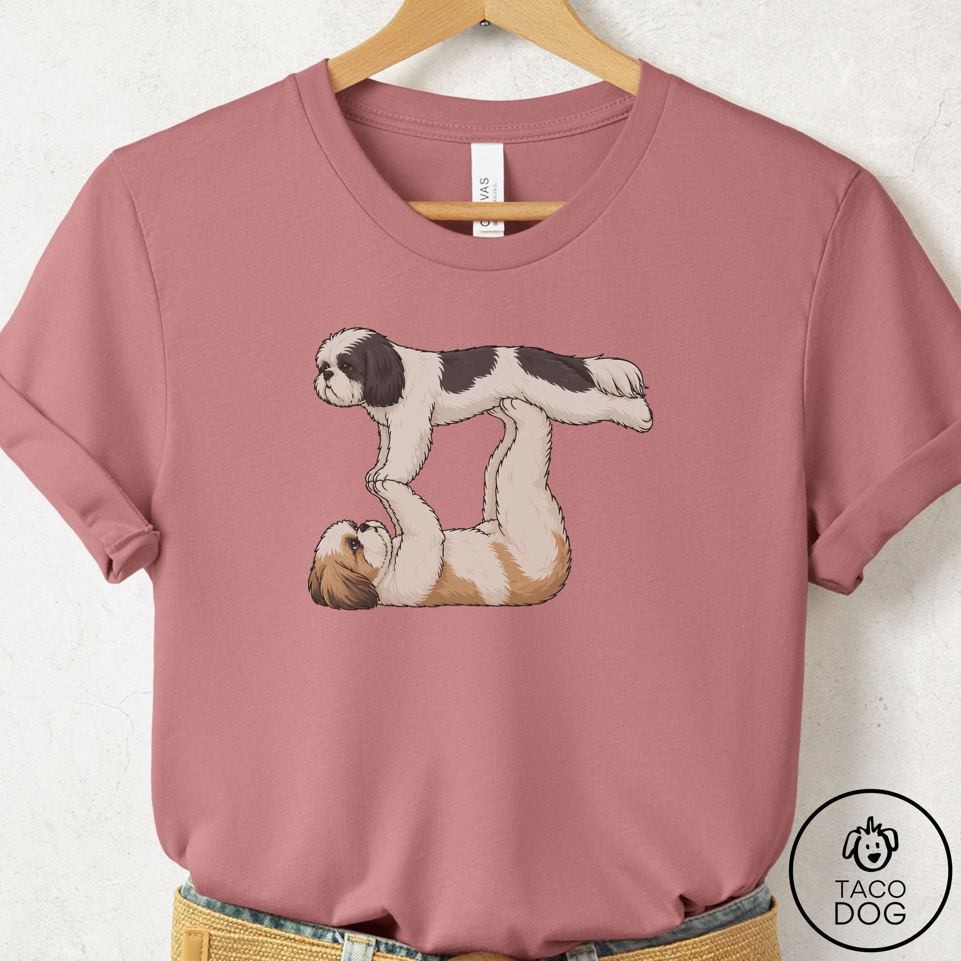 Shih Tzu Flying Feet T-Shirt Mauve Taco-Dog