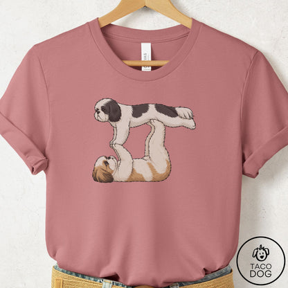 Shih Tzu Flying Feet T-Shirt Mauve Taco-Dog