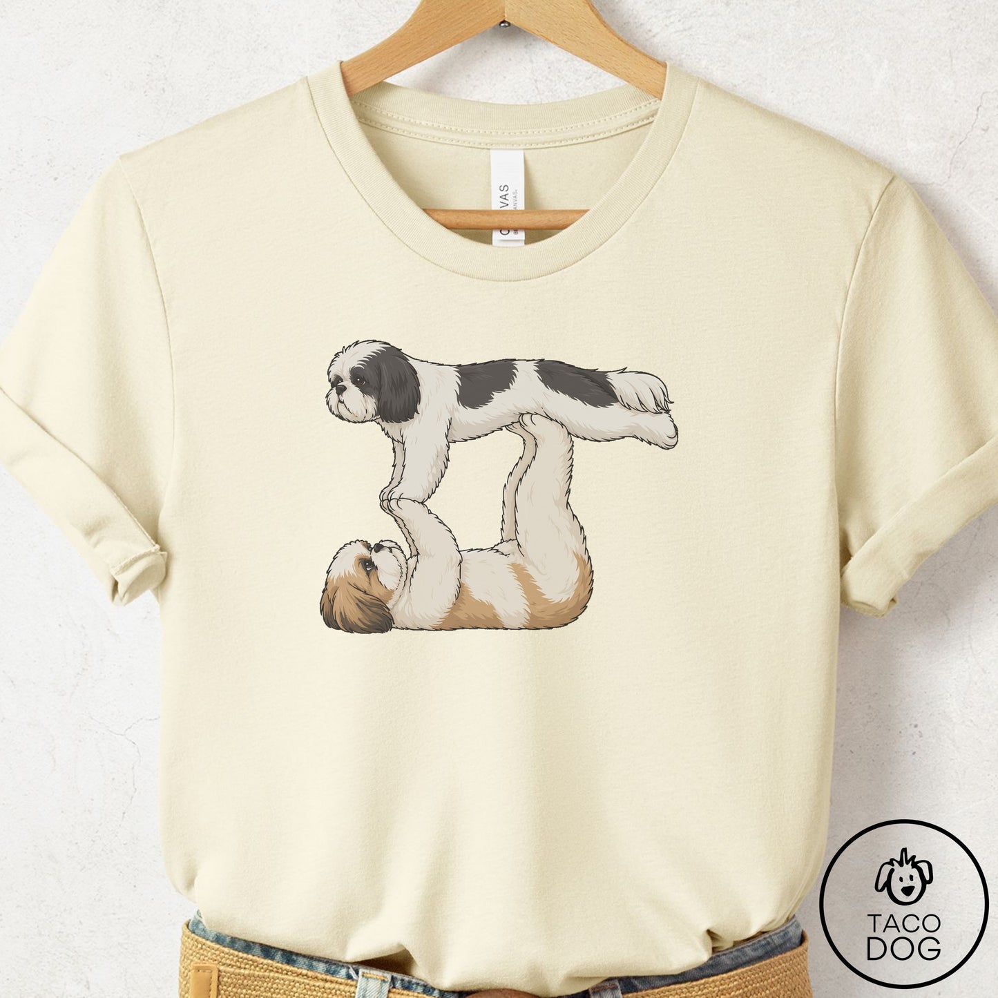 Shih Tzu Flying Feet T-Shirt Natural Taco-Dog