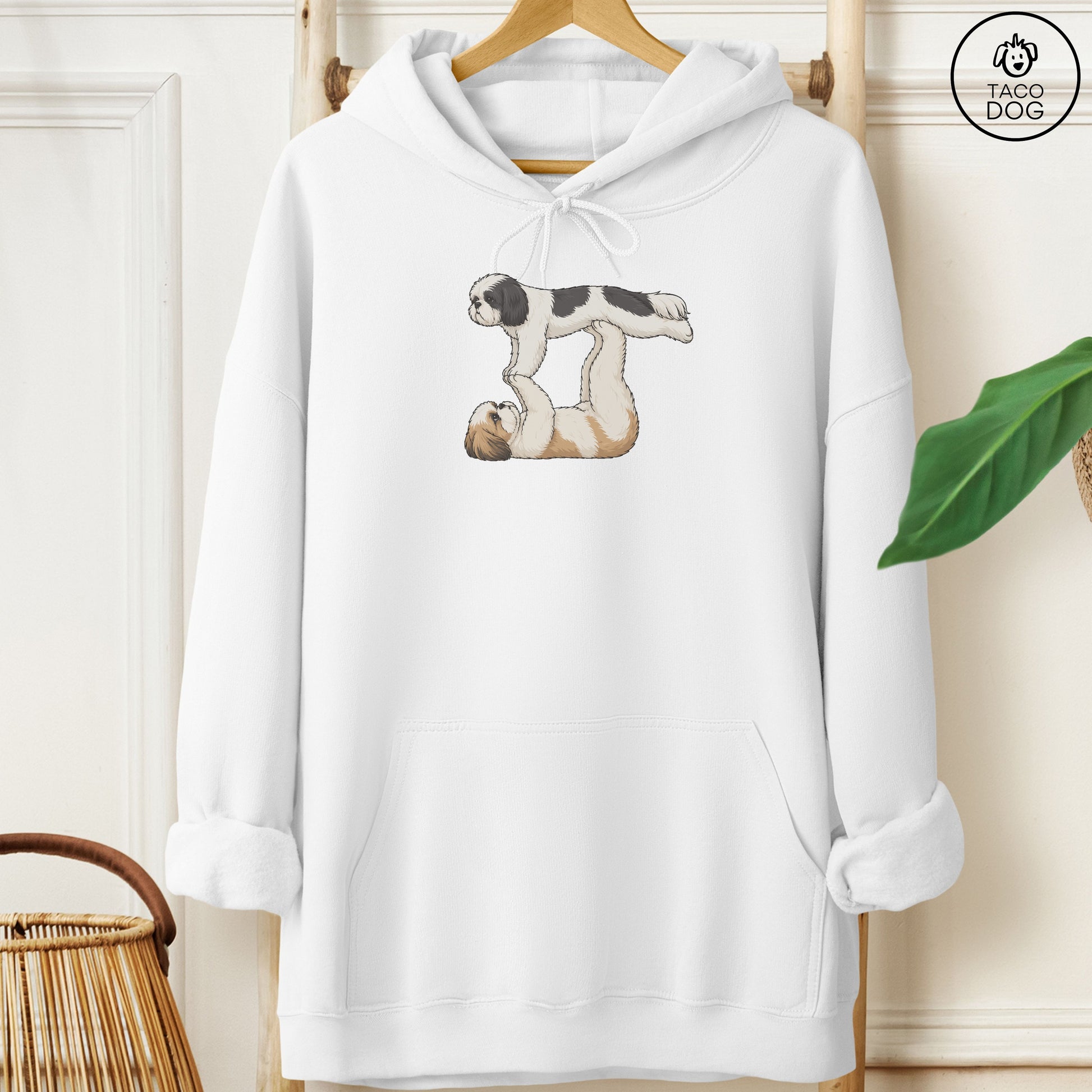 Shih Tzu Flying Feet Hoodie White Taco-Dog