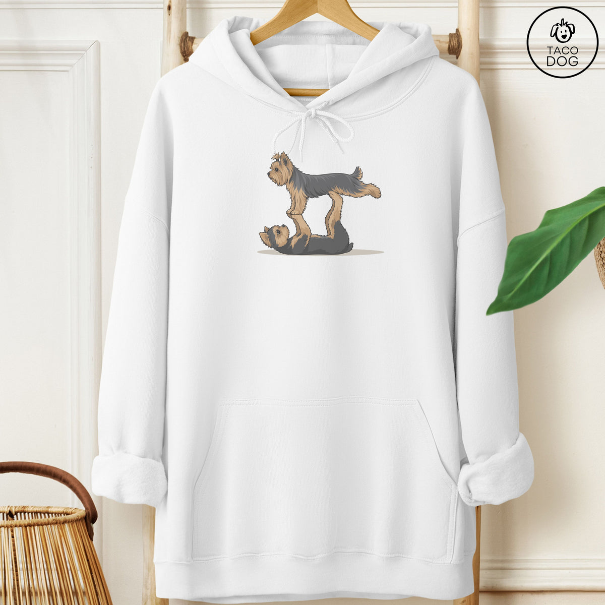 Yorkshire Terrier Yorkie Flying Feet Hoodie White Taco-Dog