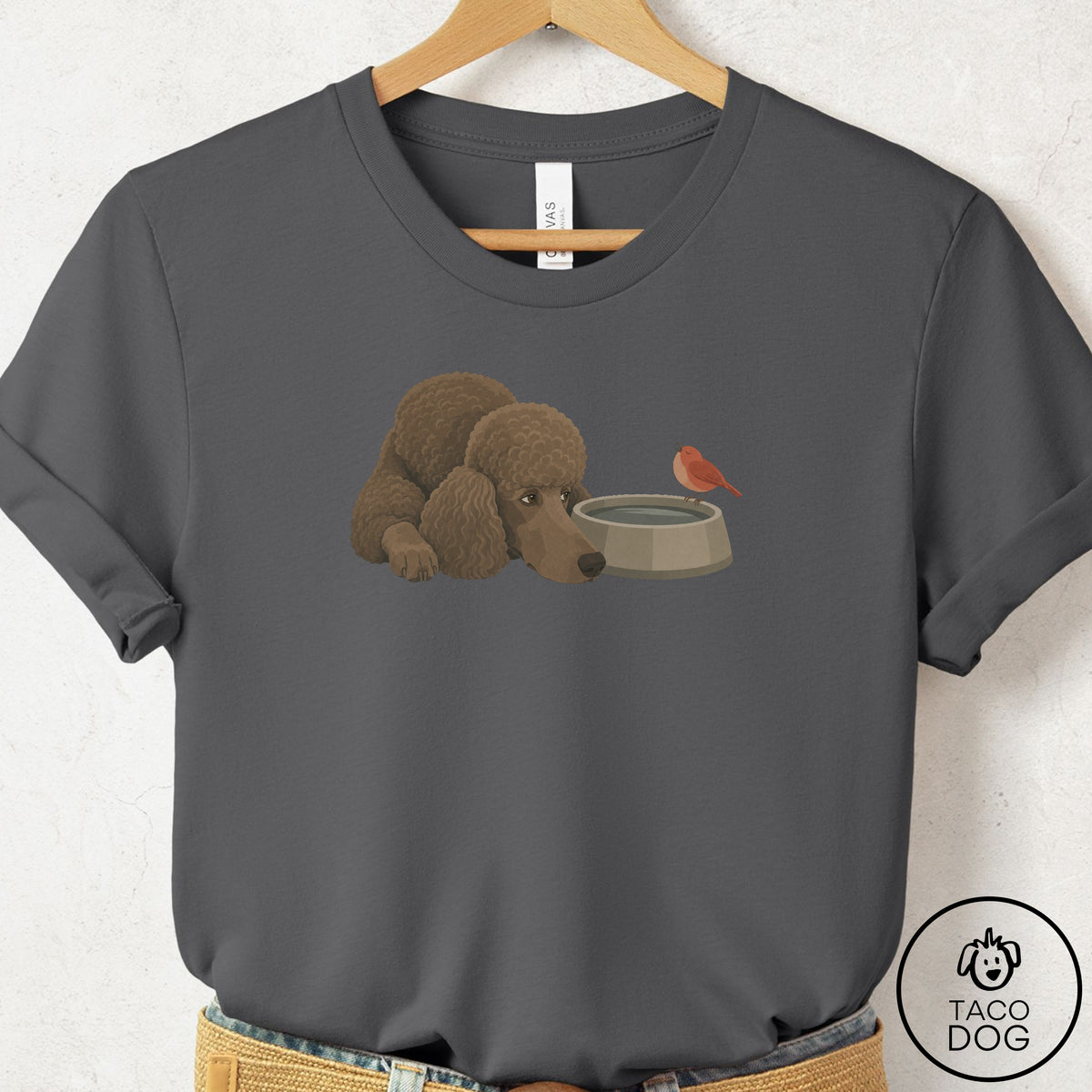 Poodle Freeloader T-Shirt, design close-up